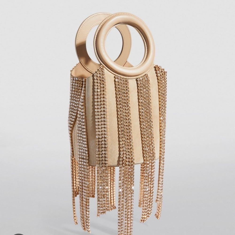 Cult Gaia Taryn Embellished Top Handle Bag in Sand Dollar